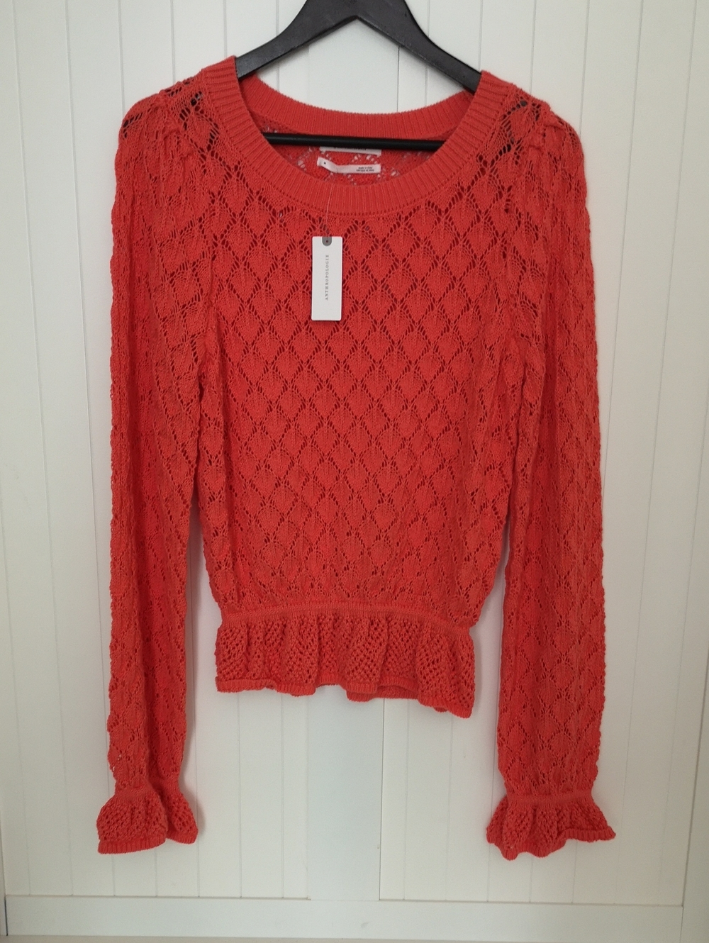 NWT Women's Anthropologie Knitted Sweater Size Medium Tangerine Boho